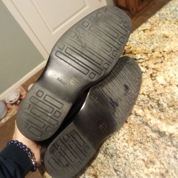 Bally Soft Italy Black Leather Slip-On Plain Toe Loafers Mens 8 - Picture 10 of 12